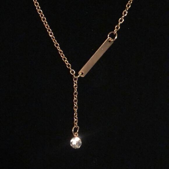 Simple Bar with Stone Lariat Necklace - Picture 1 of 4